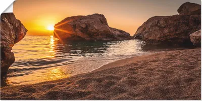 Produktbild von ARTland Poster Sonnenuntergang und Strand Größe: 40x20 cm
