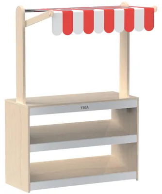 Immagine prodotto di VIGA Bancarella in legno Negozietto per bambini Montessori Negozio di frutta e verdura didattico