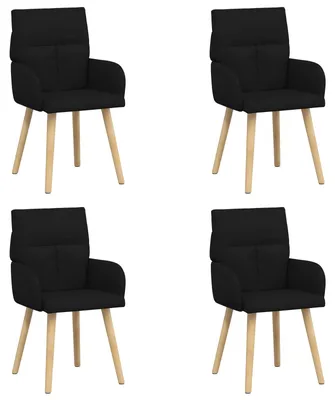 Image de vidaXL - 4 chaises de salle à manger, tissu noir, 60 x 56 x 96 cm