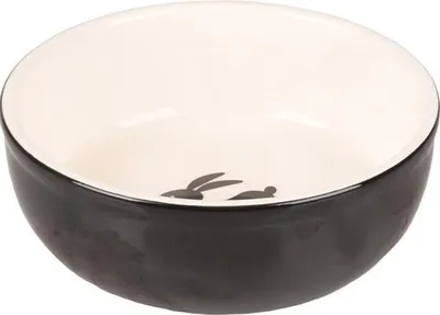 Produktbild von Keramik Nagerschale schwarz-beige, Kaninchen 400ml