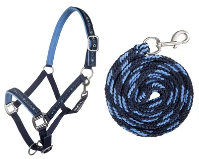 Produktbild von HKM Halfter mit Strick -Sternchen-, Farbe:9171 schwarz/silber, Größe:Vollblut