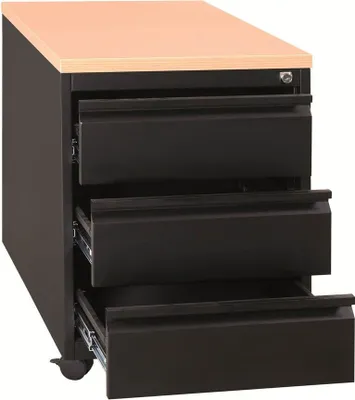 Produktbild von Gürkan Rollcontainer schwarz, buche 3 Auszüge 46,0 x 79,0 x 62,0 cm