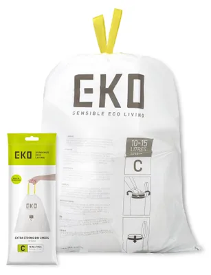 Produktbild von EKO Müllbeutel Größe C (10L- 15L), extra starke Müllsäcke mit Zugband für Küchen