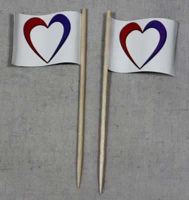 Produktbild von Party-Picker Flagge Herz blanko leer Papierfähnchen in Spitzenqualität 25 Stück Beutel