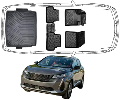 Produktbild von 3D Fußmatten & Obere Kofferraumwanne Auto Set Kompatibel mit Peugeot 3008 2.Gen 2016 - 2023