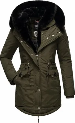 Produktbild von Navahoo Damen Jacke Parka Mantel Winterjacke Warm Gefüttert Kapuze Sweety Deluxe Dark Olive Gr. 36 - S