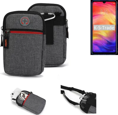 Produktbild von K-S-Trade Holster Gürteltasche kompatibel mit Xiaomi Redmi Note 7 Pro Handy Tasche Schutz Hülle grau Zusatzfächer 1x