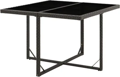 Produktbild von Gartentisch aus Rattan – Balkontisch, Esstisch – Gartenmöbel – Wetterbeständiges PE-Rattan – 109 x 107 x 74 cm – Schwarz
