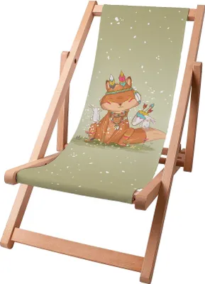 Immagine prodotto di Sdraio per bambini Dreamroots pieghevole in legno, fino a 130 kg, sdraio pieghevole con regolazione dell'inclinazione dello schienale a 3 livelli, Little Fox Boho