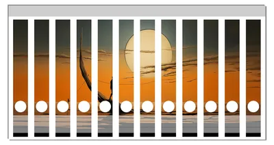 Produktbild von Wallario Ordnerrücken Sticker, selbstklebend für schmale Ordner, 12 Stück, Motiv Einsam im Sonneruntergang