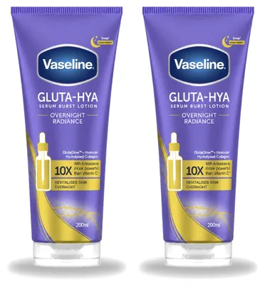 Imagen del producto de 2 unidades de Loción Revitalizante Nocturna Vaseline Gluta-Hya Serum Burst, 200 ml - Paquete ahorro