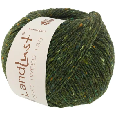 Produktbild von Lana Grossa Landlust Soft Tweed 180 klassisch verzwirntes Tweedgarn aus Schurwolle mit mehrfarbigen Noppen  Farbe 107 - Dunkelgrün meliert