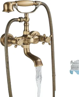 Obrázek produktu pro Koupelnová vanová baterie, ovládání pomocí dvou rukojetí, odolný keramický polštářek, starožitná barva