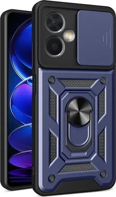 Produktbild von Redmi Note 12 Hülle mit Ring Ständer Halter Dia Kameraschutz TPU PC Schutzhülle für Xiaomi Redmi Note 12 Blau