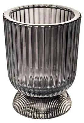 Produktbild von Windlicht "GOBLET" 11,5cm | Teelichthalter Teelichtglas ANTHRAZIT