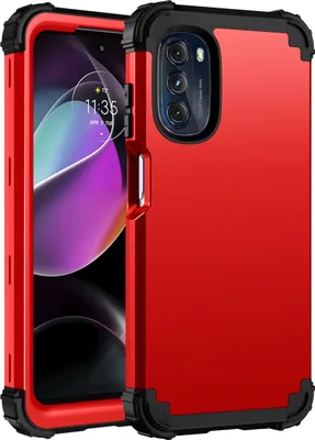 Produktbild von Moto G 5G 2022 Hülle, 3 in 1 Hybrid PC TPU Stossfest Robust Schutzhülle für Motorola Moto G 5G 2022 Rot