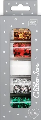 Imagen del producto de Interdruk, decoración navideña con purpurina, set de 5 piezas