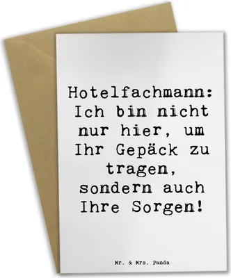 Produktbild von Mr. & Mrs. Panda Klappkarte Spruch Hotelfachmann Sorge - Weiß - Geschenk, hochzeitskarten, Schichtdienst, Check-out, Serviceorientiert, Beruf, Grußkarten, Berufe, Hotel