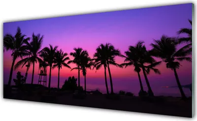 Produktbild von Acrylglasbilder 125x50 Wandbild Druck Palmen Landschaft