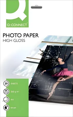 Produktbild von Q-Connect Inkjet-Photopapiere - A4, hochglänzend, 260 g/qm, 20 Blatt
