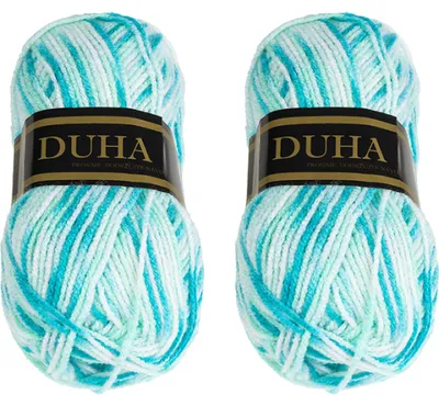 Produktbild von SET 2pcs - Garn DUHA - 50g / 150 m - Weiß, Türkis, Blau