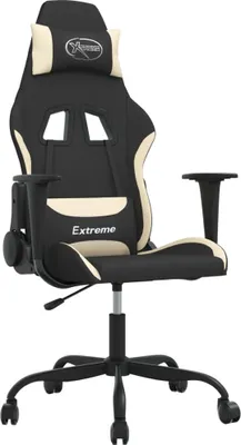 Produktbild von Gaming-Stuhl mit Massagefunktion Schwarz und Creme Stoff