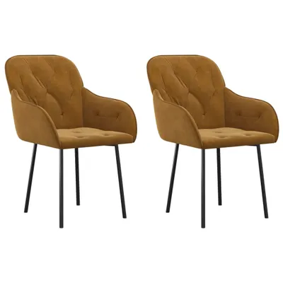Image de vidaXL Chaise de salle à manger 2 pcs. Marron velours