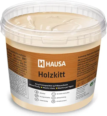 Produktbild von HAUSA Holzkitt 1 kg Eiche Dunkel Holzspachtelmasse, Kitt für Holz, Holzspachtel/Füllmasse zum Reparieren von Holzschäden gebrauchsfertig ausgezeichnete Füllkraft schnelltrocknend rissbeständig