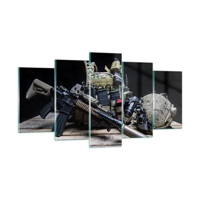 Produktbild von Bilder auf glas - Militaria Gewehr - 160x85cm - Glasbilder - Wandbilder - Kunstdruck - zum Aufhängen bereit - Wanddekoration aus Glas - Glas Bilder - Wandbild auf Glas - 5 Teile - GEA160x85-3889