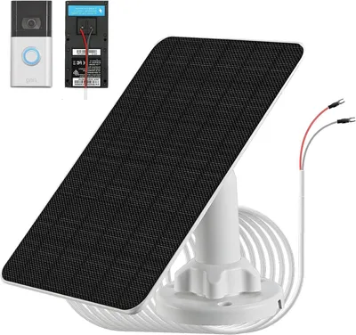 Produktbild von Solarpanel mit Batterie – Energieversorgung – Stromversorgung für Kameras – Integrierter Akku – 4 Meter Kabel – Schwarz