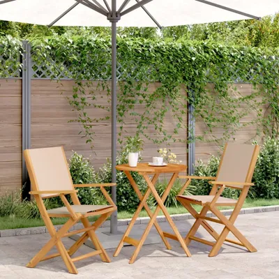 Produktbild von Maison Exclusive - 3-tlg. Bistro-Set Beige Stoff und Massivholz