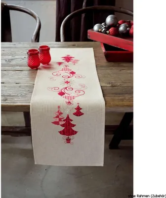 Zdjęcie produktu dla Bieżnik na stół Vervaco "Christmassy in red", wzór do liczenia
