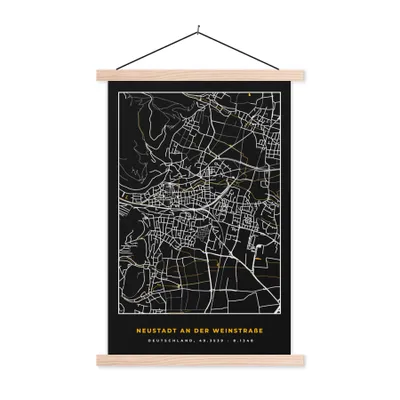 Produktbild von MuchoWow® Textilposter Gold - Deutschland - Karte - Stadtplan - Neustadt an der Weinstraße 40x60 cm mit holzfarbenen Rahmen - Poster