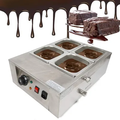 Produktbild von Topielnik do czekolady Komercyjny elektryczny topielnik do czekolady Garnek do topienia Garnek do topienia ze stali nierdzewnej 4 garnki do topienia 30-80 ℃ Kąpiel wodna 1000W