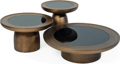 Produktbild von Designer Couchtisch Wohnzimmer Set 2x Edelstahl Glass Moderne Luxus Tisch