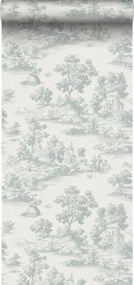 Zdjęcie produktu dla Sanders & Sanders Tapeta nadruk toile de jouy jasnoniebieskim 53 cm x 10 m