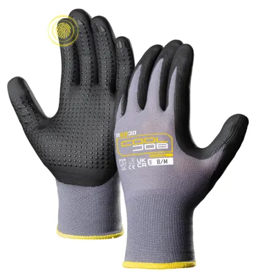 Productafbeelding van Set van twee heren tuinhandschoenen met touchscreenfunctie, werkhandschoenen met antislip grip, oliebestendig en ademend, beschermende handschoenen voor monteurs, werkplaats, maat 8 (3 paar M)