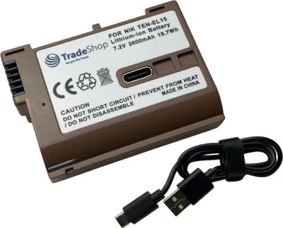 Produktbild von Trade-Shop Li-Ion Kamera-Akku 7,2V / 2600mAh inkl. USB-C Ladekabel kompatibel mit Nikon D500 D600 D610 D750 D850 D7000 D7100 D7200 D7500 D800