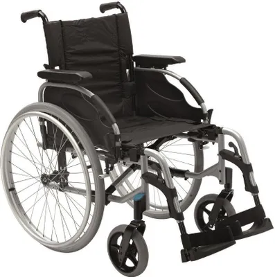 Produktbild von Rollstuhl Action 2 NG mit Seitenteil lang, mit Trommelbremse silbergrau>>>>SB 38 cm