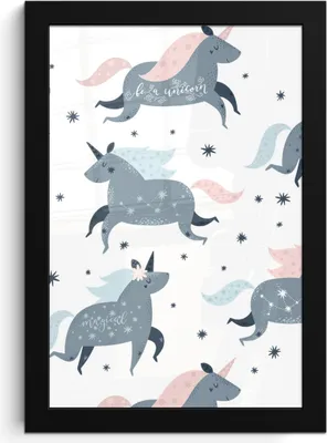 Produktbild von MuchoWow® MuchoWow® Gerahmtes Poster Einhorn - Sterne - Zitate - Rosa - Mädchen - Baby 20x30 cm - Poster mit zchwarzem Bilderrahmen - Drucken - Bilder Poster im Rahmen