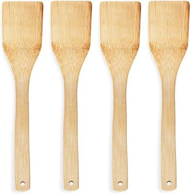 Obrázek produktu pro Bambusové kuchyňské náčiní, 4dílná sada: dřevěná lžíce, dřevěná stěrka