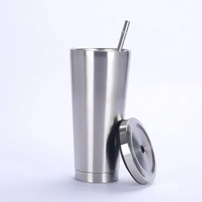 Obrázok produktu pre 750ml/25oz Hrnček z nehrdzavejúcej ocele Vákuovo izolovaná šálka Hrnček na kávu Cestovná fľaša Termohrnček Pohár na studené nápoje so slamkou a nepriepustným viečkom na pitie ľadovo studené alebo teplé, E
