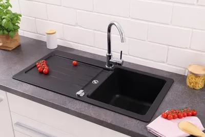 Produktbild von Küchenspüle Einbauspüle Granit Spülbecken Spüle 86 x 43 Schwarz Respekta Atlanta