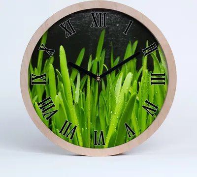 Produktbild von Holzuhr 30fi cm wanduhr - schwarze Spitzen - Gras