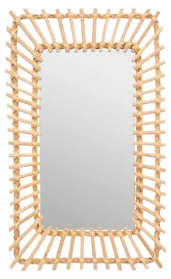 Produktbild von Rechteckiger Wandspiegel mit Rattanrahmen