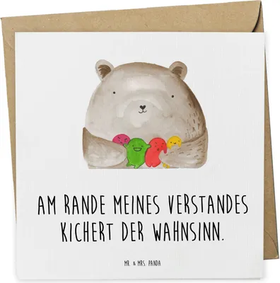 Produktbild von Mr. & Mrs. Panda Glückwunschkarte Bär Gefühl - Weiß - Geschenk, anlasskarte, Grußkarte, Teddy, Verrückt, doppelkarte, Klappkarte, Wahnsinn, faltkarte, Durchgedreht