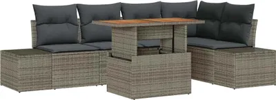 Immagine prodotto di vidaXL Set di divani da giardino con portaoggetti 6 pezzi in Poly Rattan Grigio
