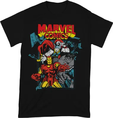 Image de Marvel Comics - T-shirt Homme/Femme Unie BI200 (XL) (Noir/Rouge/Jaune)