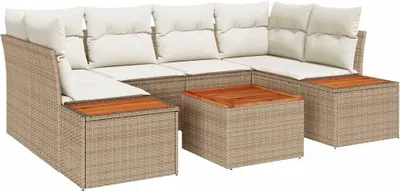 Produktbild von vidaXL Gartensofa-set 6 stk. Beige Poly Rattan