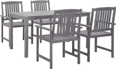 Produktbild von "Rabatt" 5-tlg. Garten-Essgruppe - mit tishe & Stuhl - Grau Massivholz Akazie - Lounge-Dining set CC20028